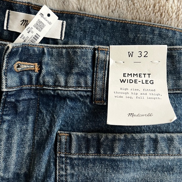 Madewell Denim - The Emmett Wide-Leg Full Length Jean: Patch Pocket Edition - Greendale size 32
